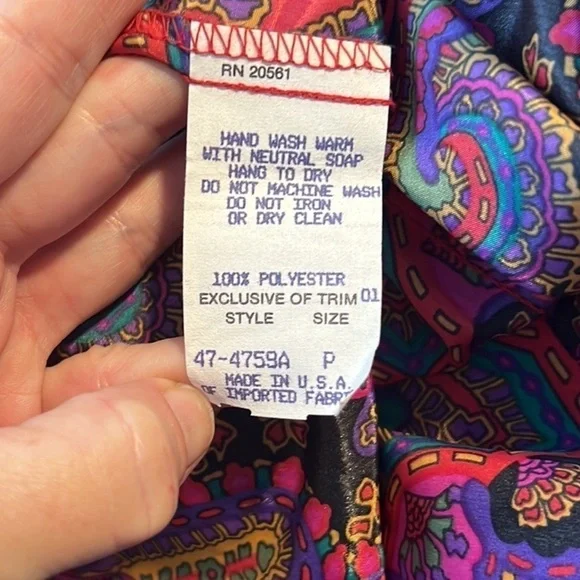 VTG Oscar de la Renta for Swirl Paisley Maxi Caftan Dress Made in USA Size 1X - Picture 12 of 12